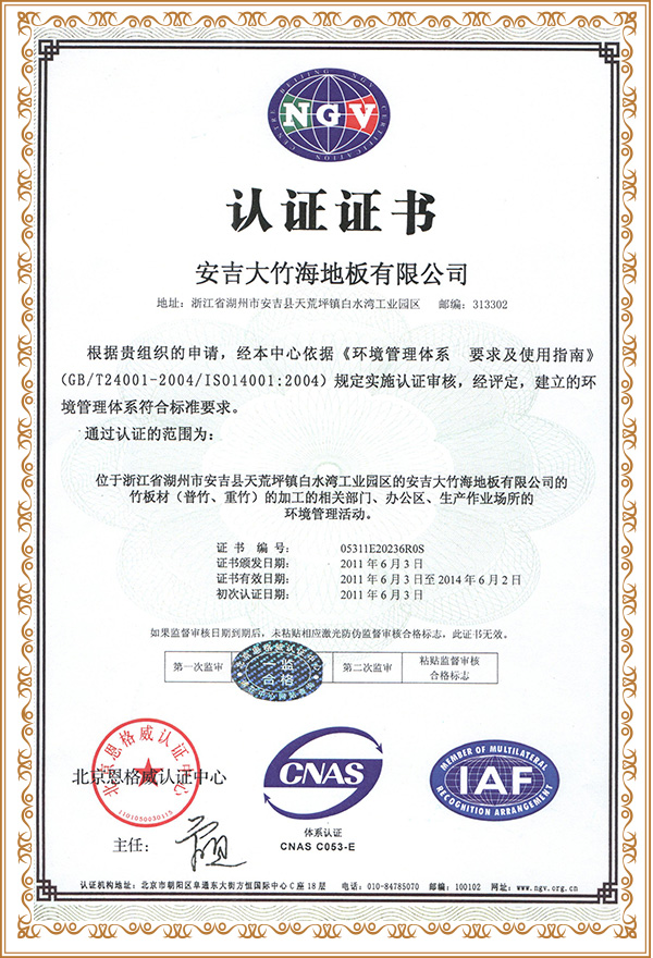 NGV ISO Quality System Certificate