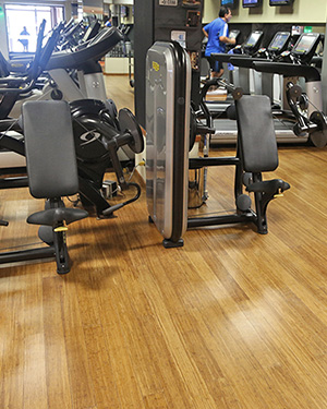 Durability test of bamboo flooring under heavy fitness equipment